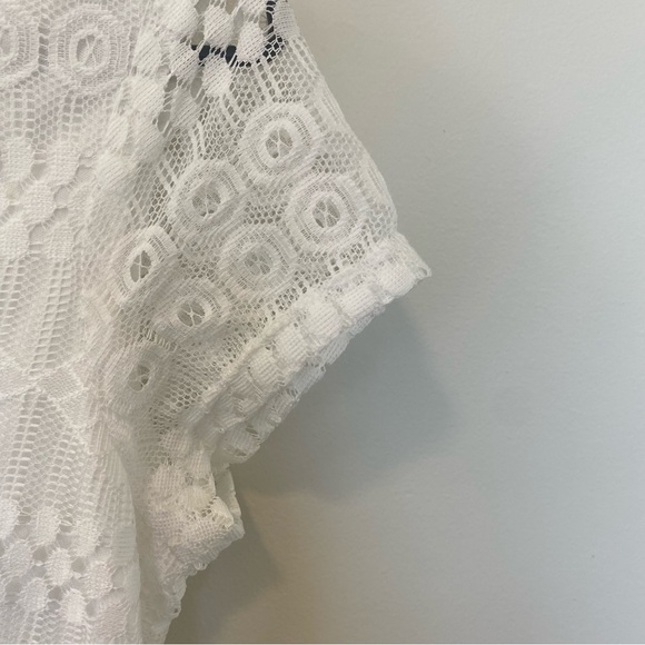Snap White Lace Short Sleeve Lined Mini Dress Size Small - Picture 6 of 7